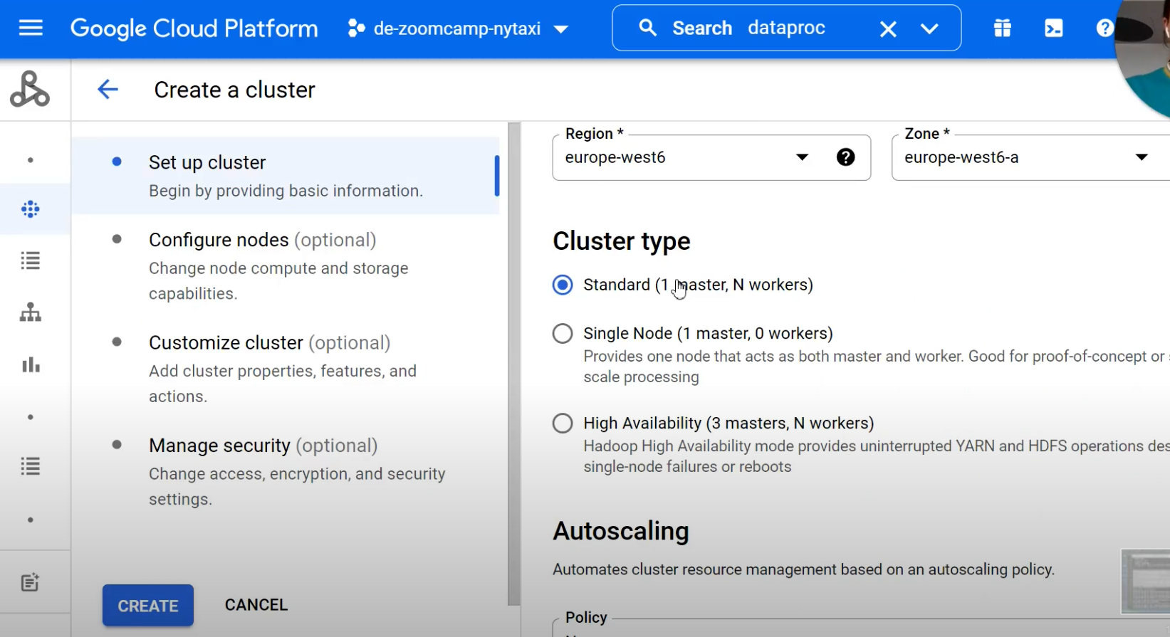 creating a cluster