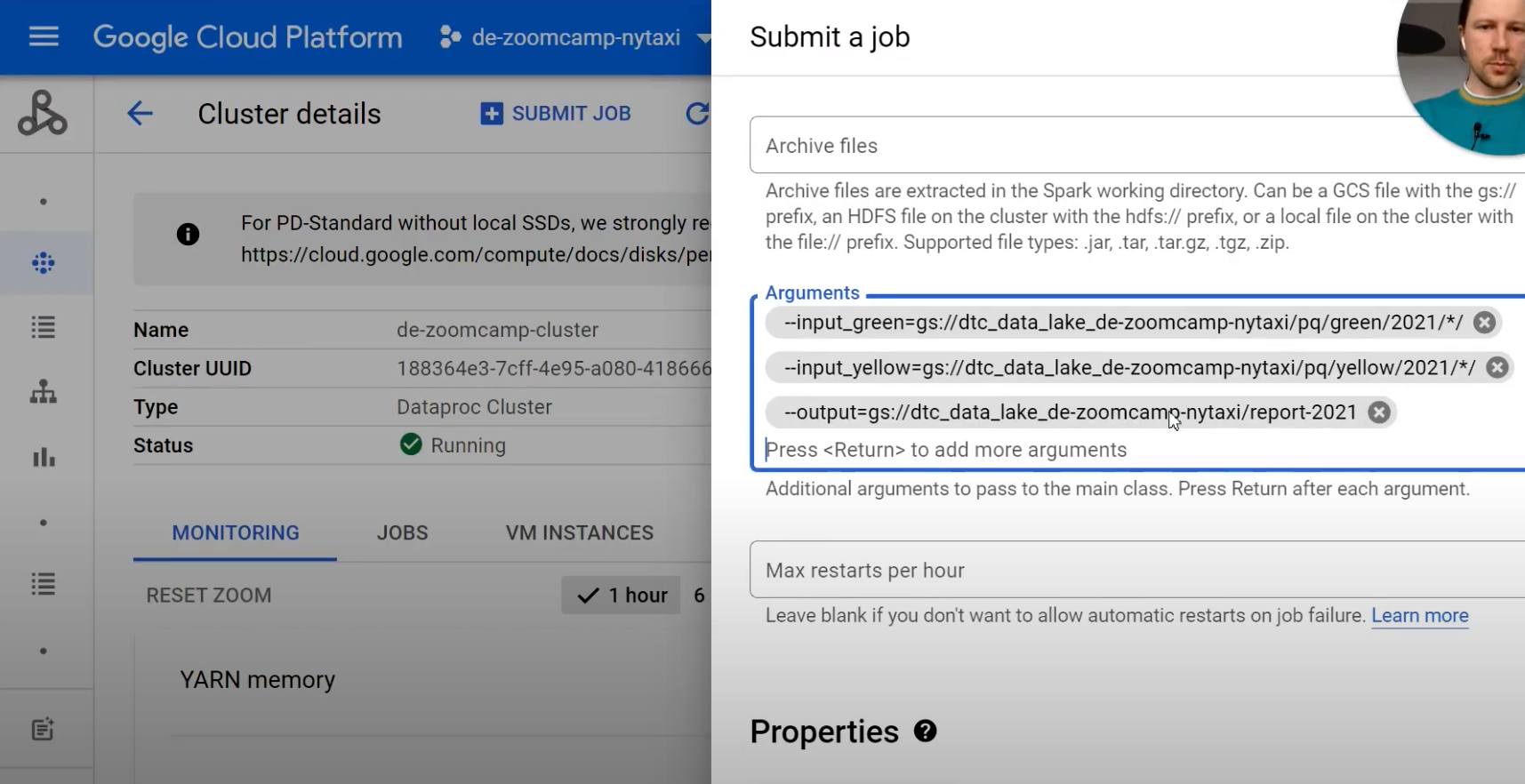 setting up a job